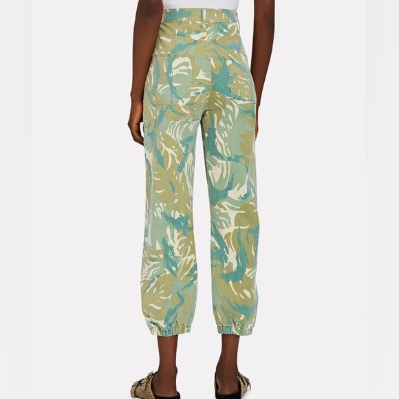 Mother The Wrapper Patch Ultra High Waist 31/L Green Tropical Camo Ankle Jogger - Picture 4 of 16